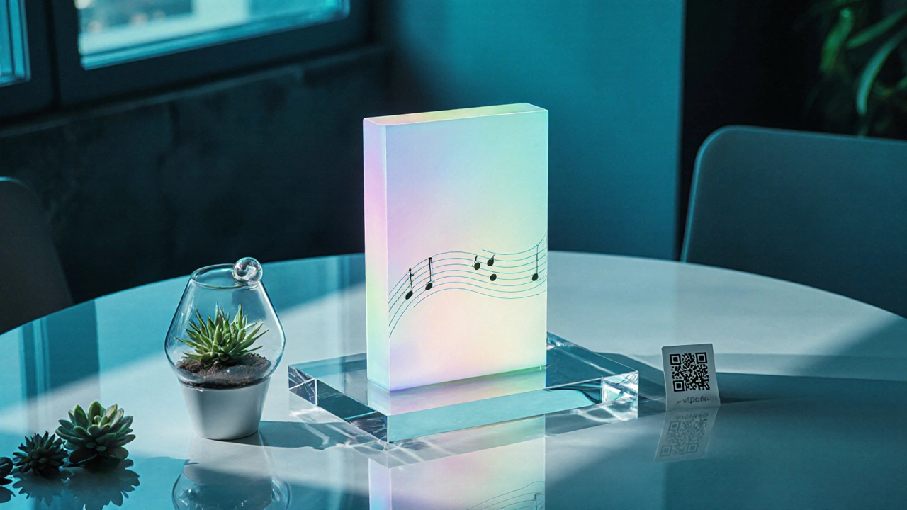 Modern loft wedding table with LED light box, succulents terrarium and QR tag.