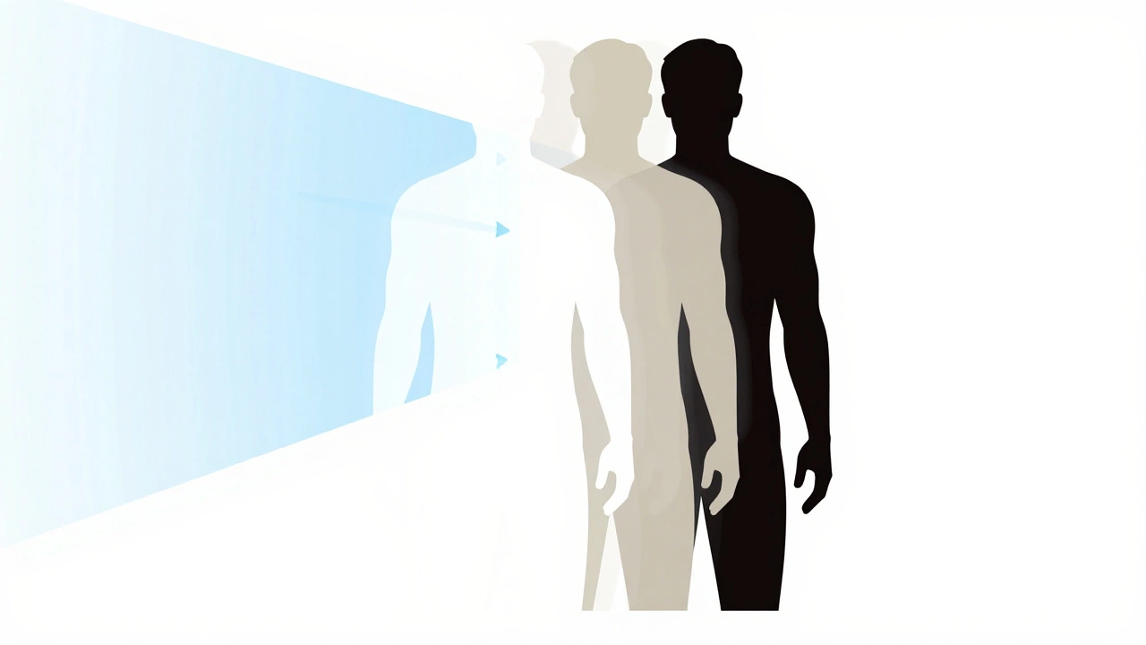 Illustration showing how dark colors visually shrink body shape