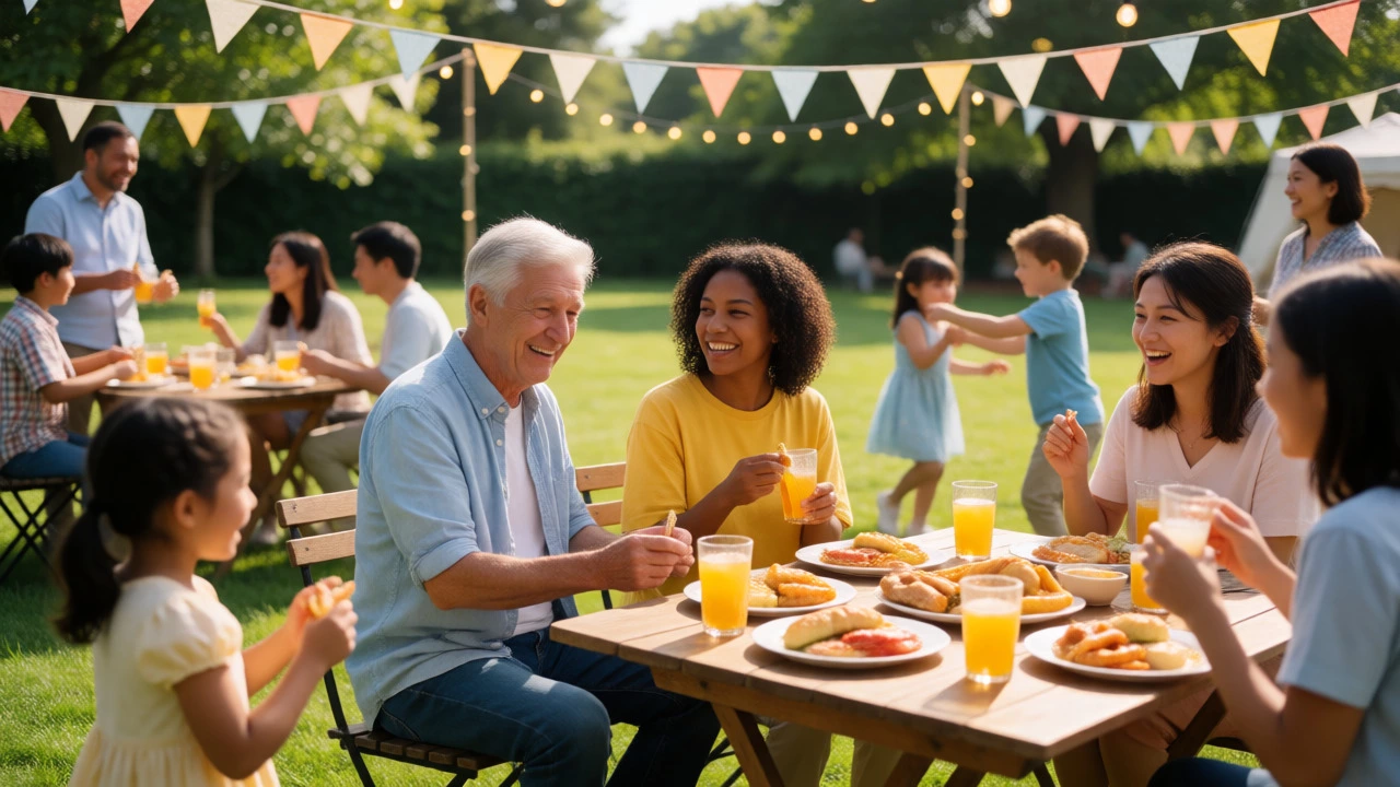 Family and friends enjoying a casual outdoor Jack and Jill shower